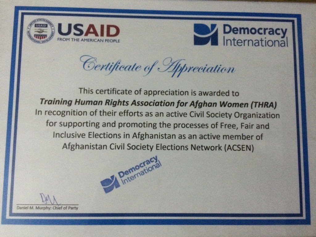 THRA- Appreciation Certification by ACSEN